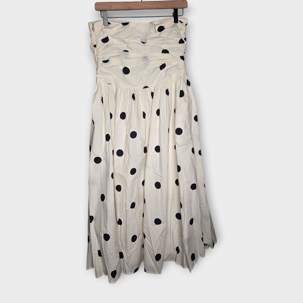 Strapless White Polka Dot Midi Dress - Picture 8 of 8